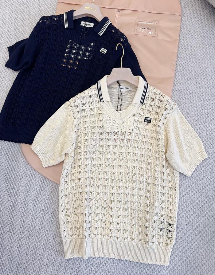 MiuMiu Navy Cotton Polo Shirt #382341