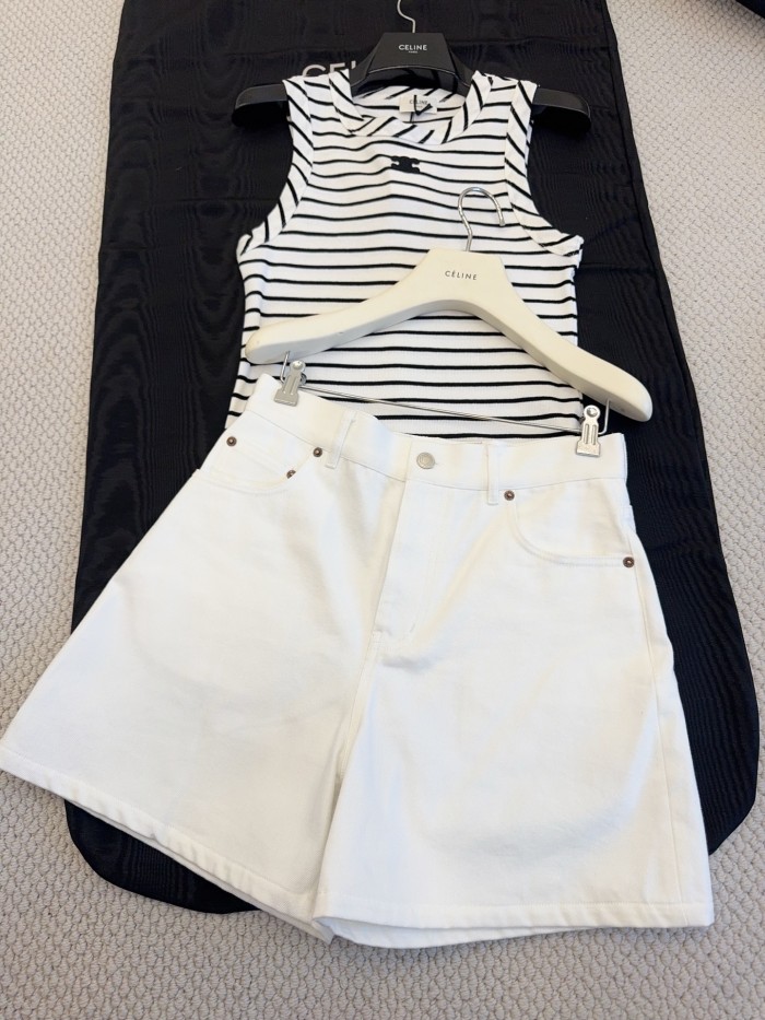 Celine Cotton Denim Shorts #382513