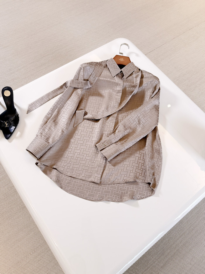 Hermès Mosaique Ascot Collar Shirt Pants #382336