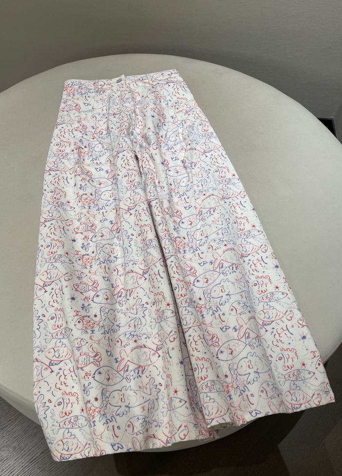 Chanel Painted Fish Wide Leg Pants #379139