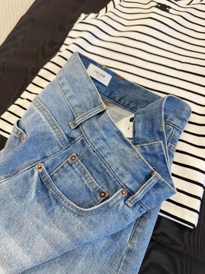 Celine Cotton Denim Shorts #382513