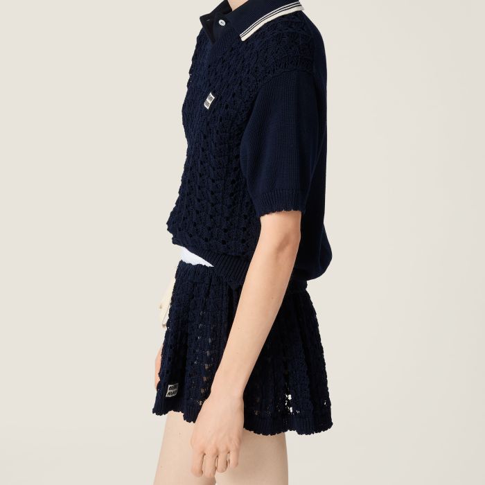 MiuMiu Navy Cotton Polo Shirt #382341