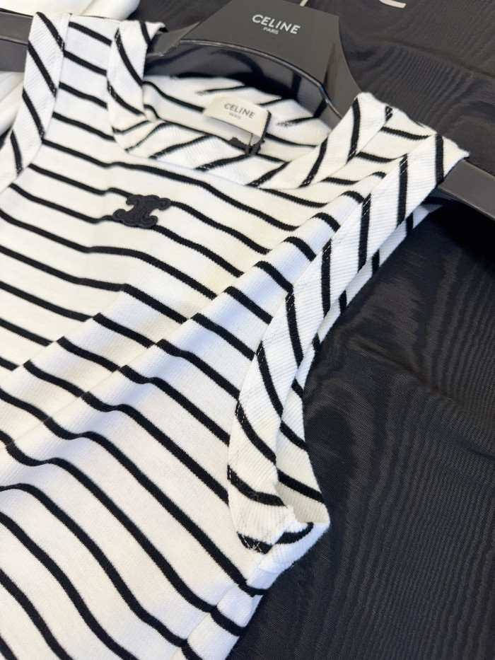 CELINE TRIOMPHE TANK TOP IN STRIPED SILK JERSEY #382515