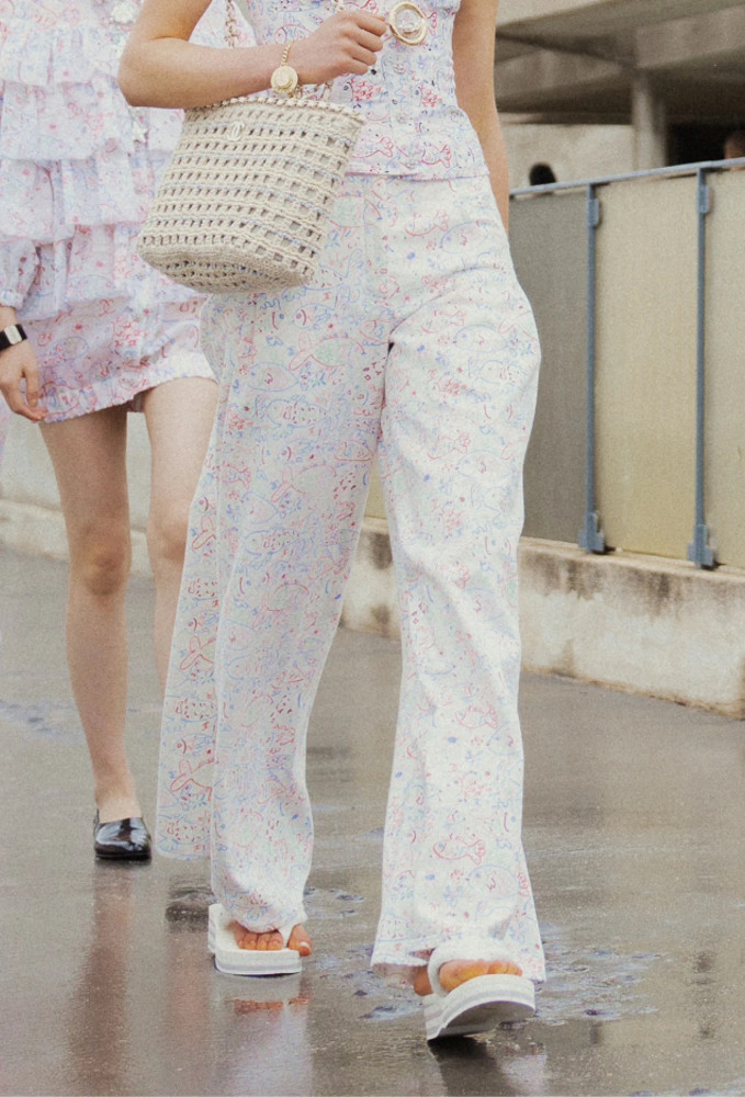 Chanel Painted Fish Wide Leg Pants #379139