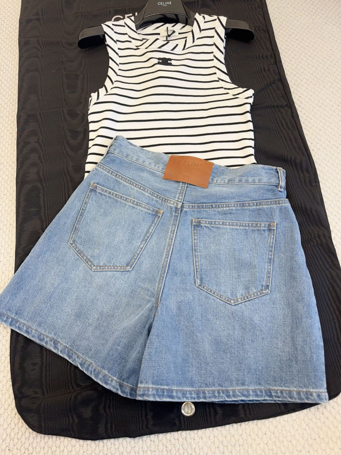 Celine Cotton Denim Shorts #382513