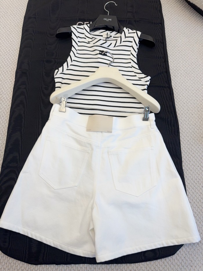 Celine Cotton Denim Shorts #382513