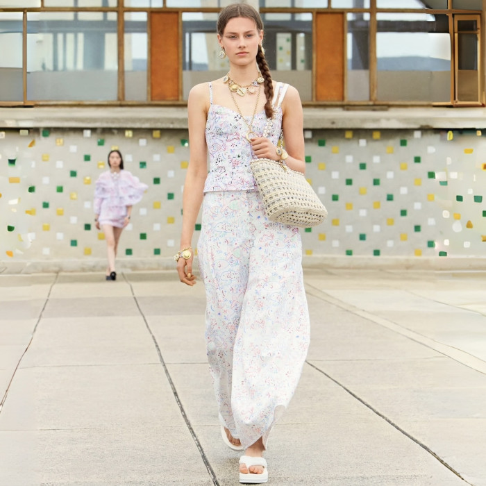 Chanel Painted Fish Wide Leg Pants #379139