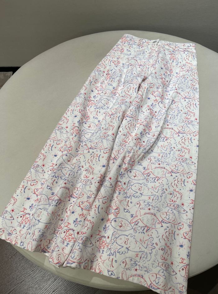 Chanel Painted Fish Wide Leg Pants #379139