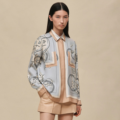 Hermès Ex-Libris a Main Levee buttoned Shirts and skirt #382337