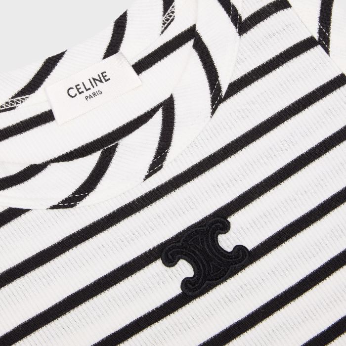 CELINE TRIOMPHE TANK TOP IN STRIPED SILK JERSEY #382515