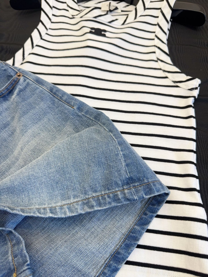 Celine Cotton Denim Shorts #382513