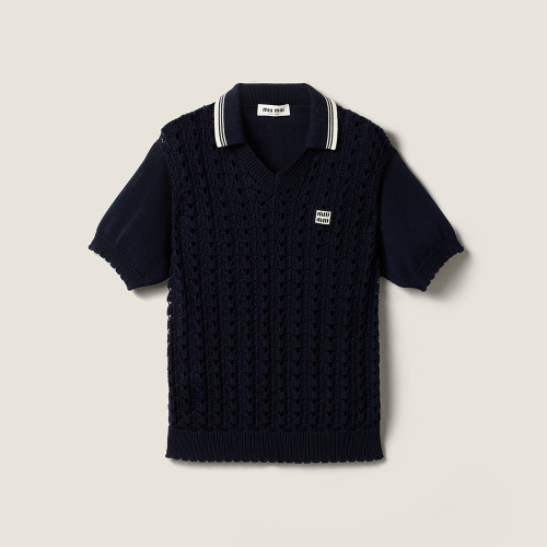 MiuMiu Navy Cotton Polo Shirt #382341