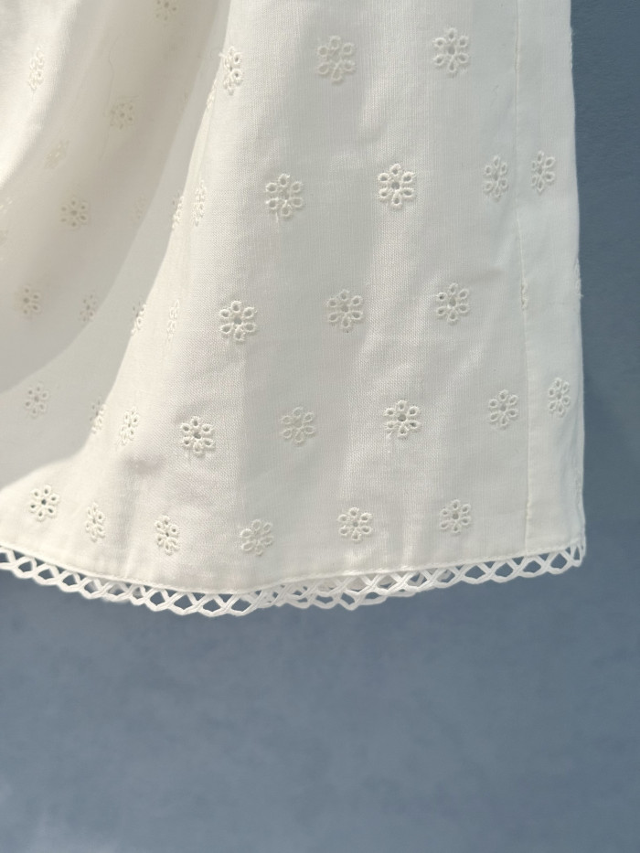 MiuMiu White Slubbed Eyelet Poplin Skirt #382548