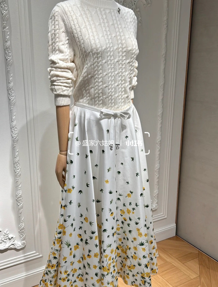 DIOR Sweater Ecru Cashmere Cable-Knit #382832