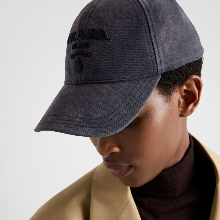 PRADA Burgundy Canvas Baseball Cap #382807