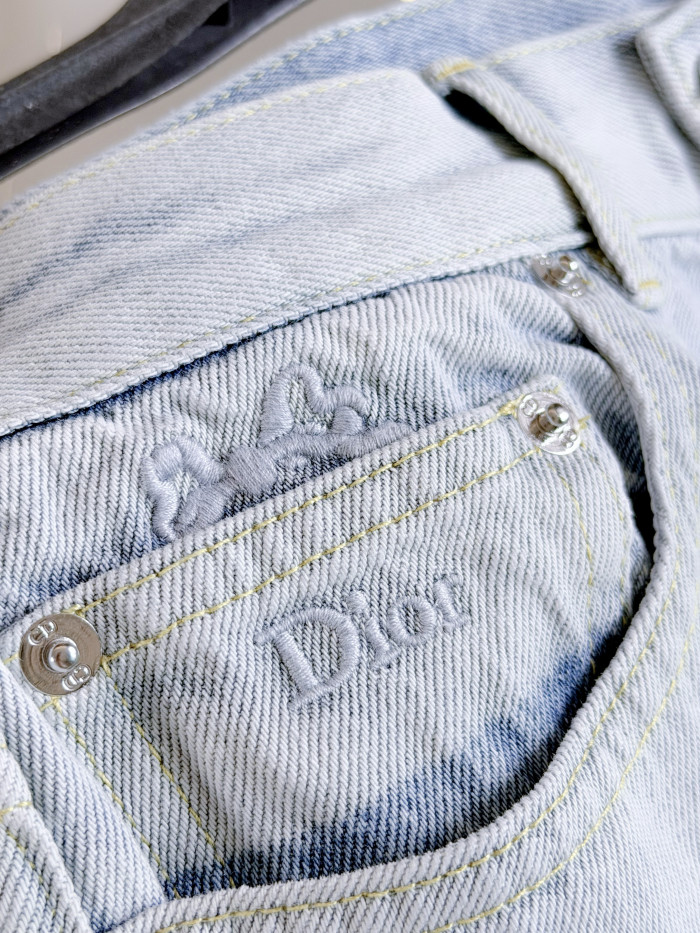 DIOR Flared Jeans Light Blue Stonewashed Cotton Denim #382814