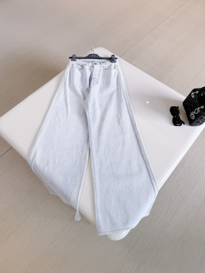 DIOR Flared Jeans Light Blue Stonewashed Cotton Denim #382814