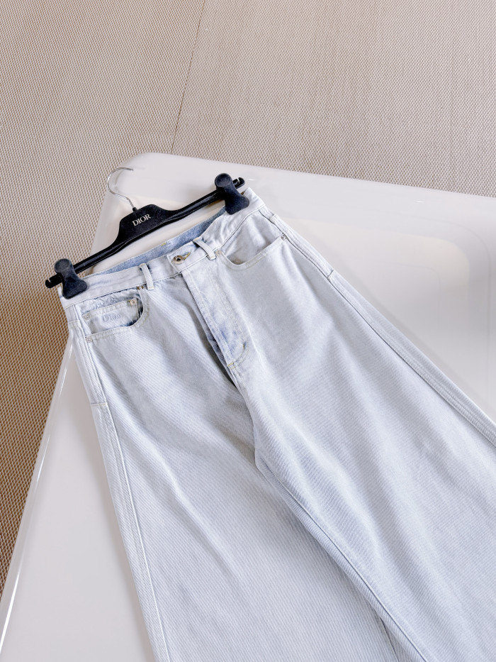 DIOR Flared Jeans Light Blue Stonewashed Cotton Denim #382814