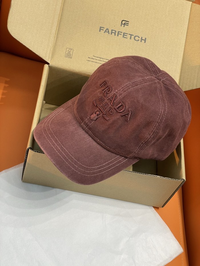 PRADA Burgundy Canvas Baseball Cap #382807