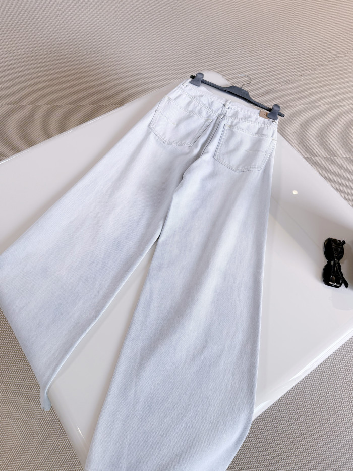 DIOR Flared Jeans Light Blue Stonewashed Cotton Denim #382814
