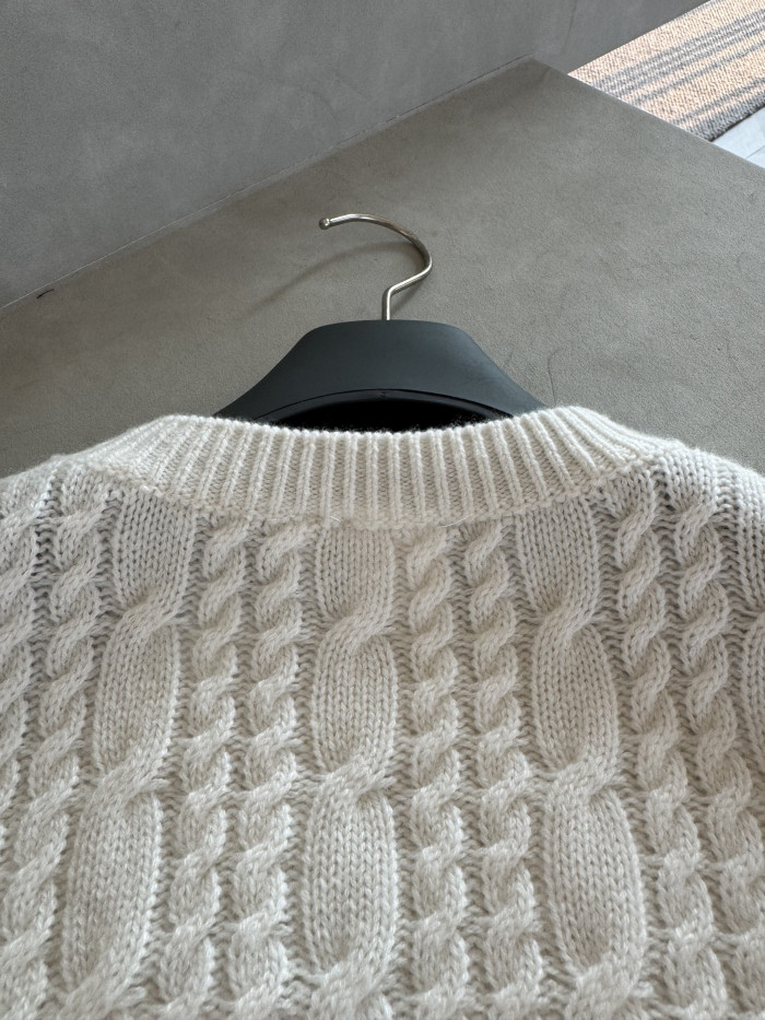 DIOR Sweater Ecru Cashmere Cable-Knit #382832
