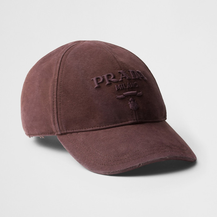 PRADA Burgundy Canvas Baseball Cap #382807