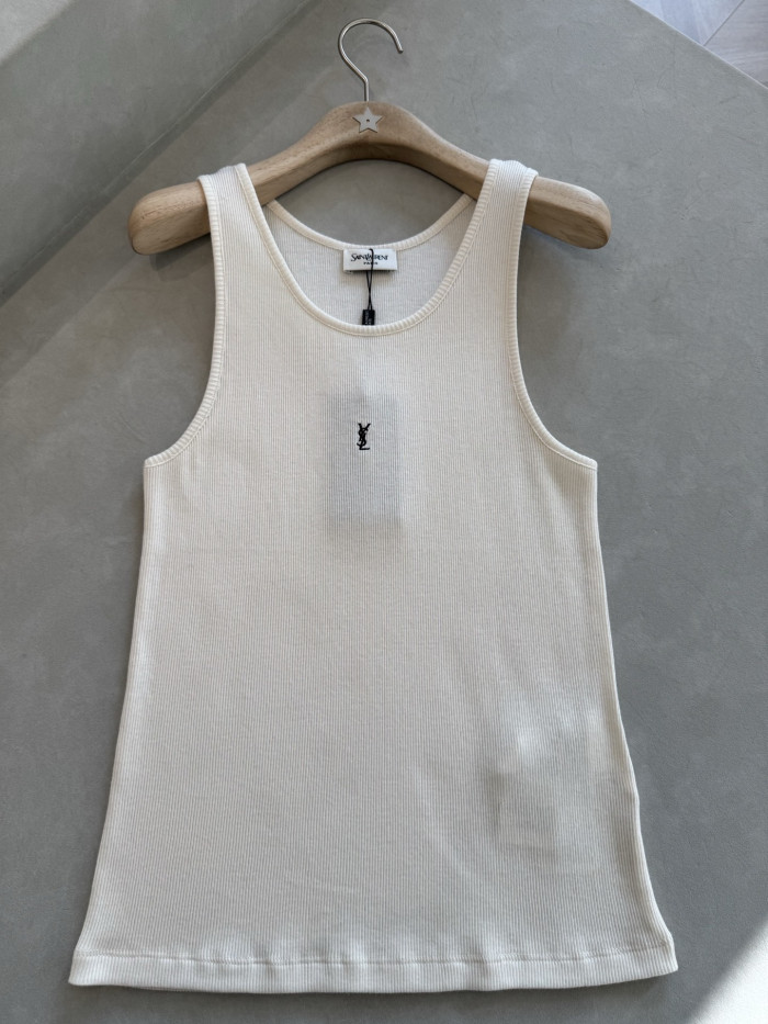 Saint Laurent CASSANDRE Tank Top in Ribbed Cotton Jersey #382618