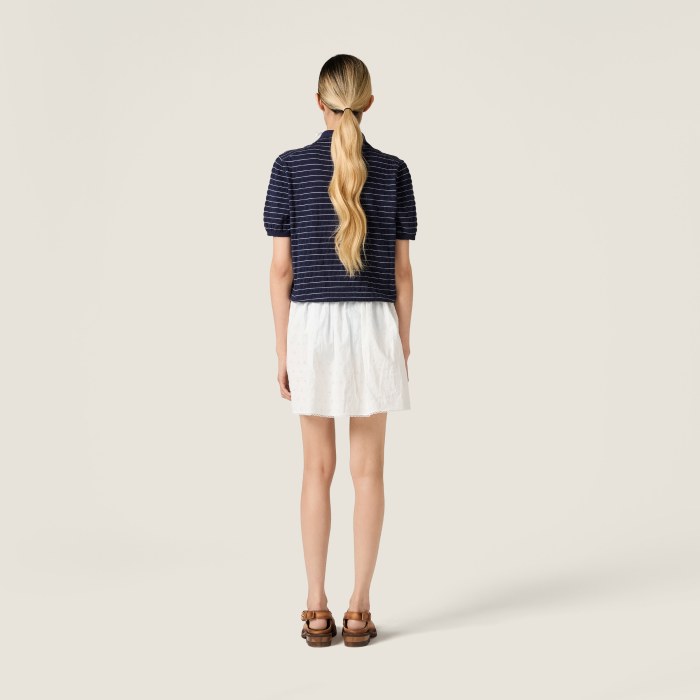 MiuMiu White Slubbed Eyelet Poplin Skirt #382548