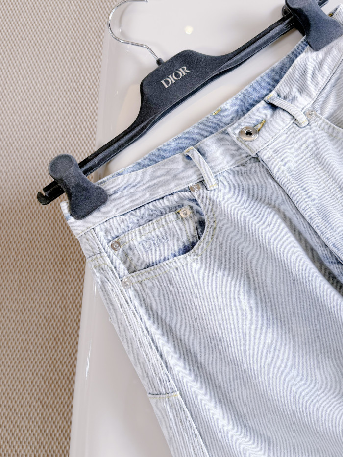 DIOR Flared Jeans Light Blue Stonewashed Cotton Denim #382814