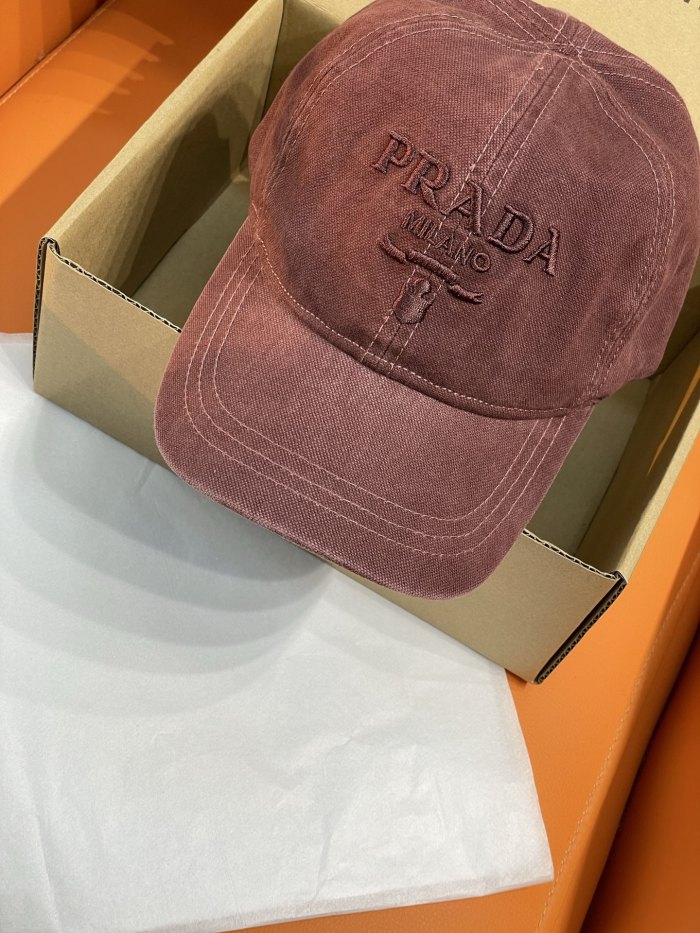 PRADA Burgundy Canvas Baseball Cap #382807