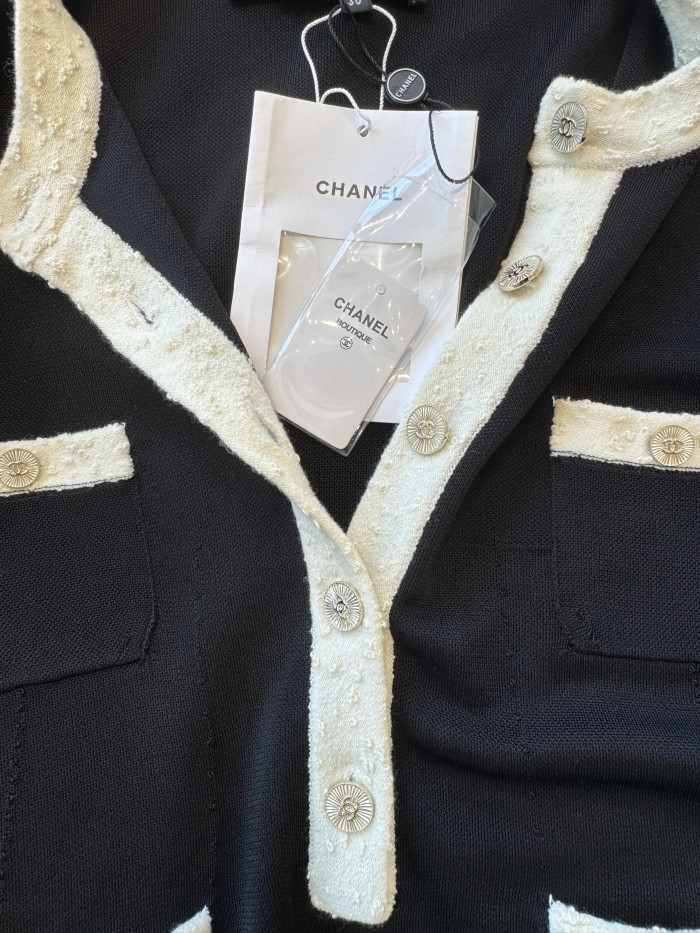 Chanel Black and White Contrast Knitted Top and Trousers #382958