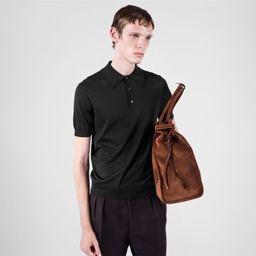 Prada Wool Silk Blend Polo Short Sleeves #382943