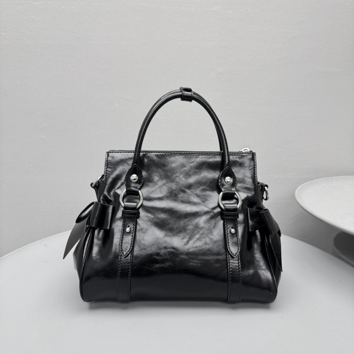 MiuMiu Black Shiny Leather Top-handle Bag #382950