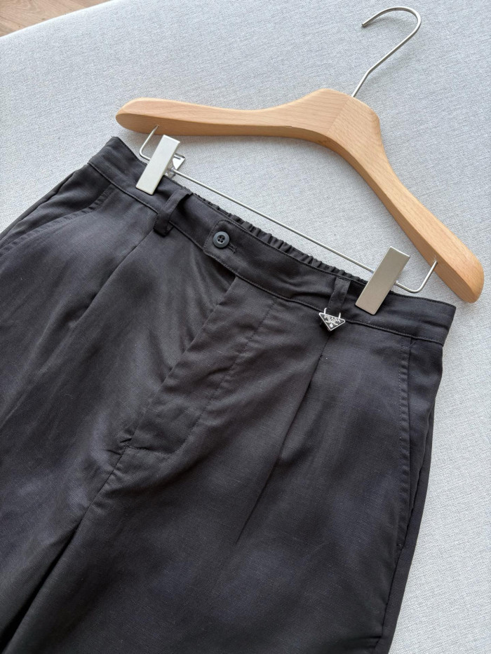 Prada Linen Wide-leg Casual Pants #382941