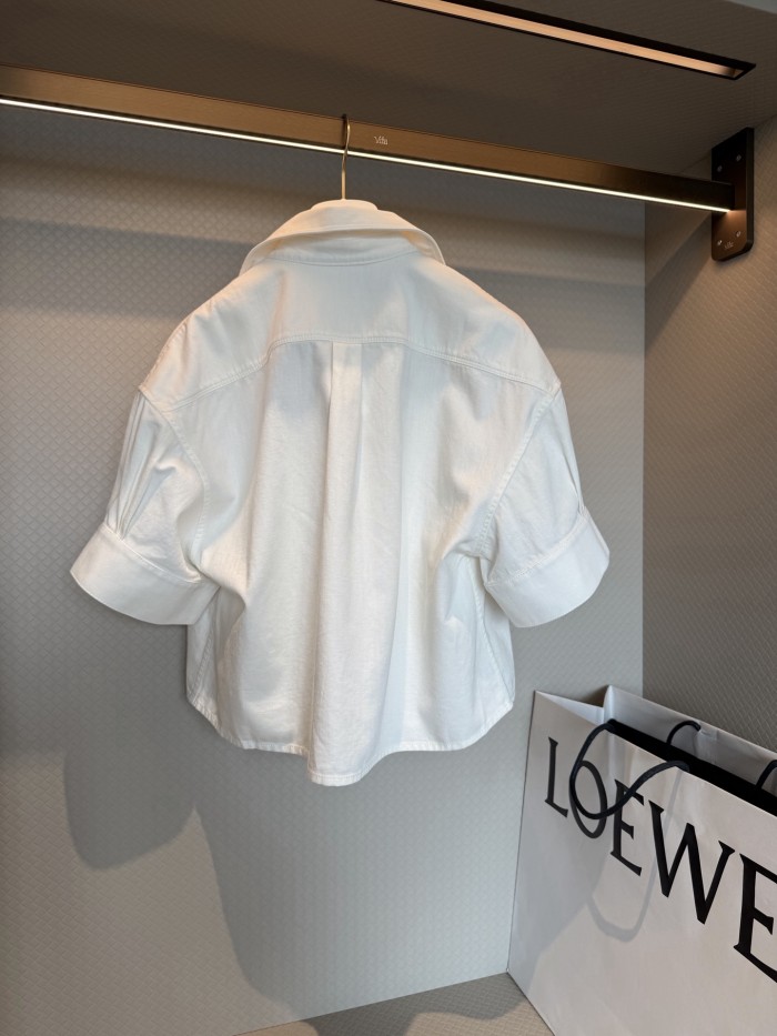 LOEWE  Short Sleeve Shirt in Denim Blue White and Shorts #382352