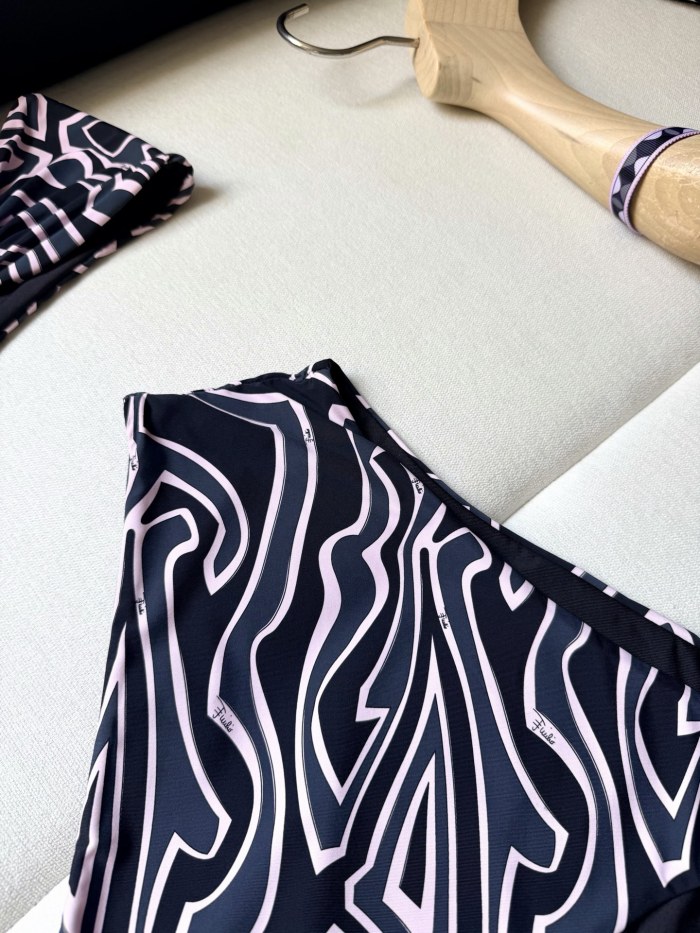 PUCCI Labirinto Print Bandeau Bikini Top High-Waisted Bikini Bottom #382955