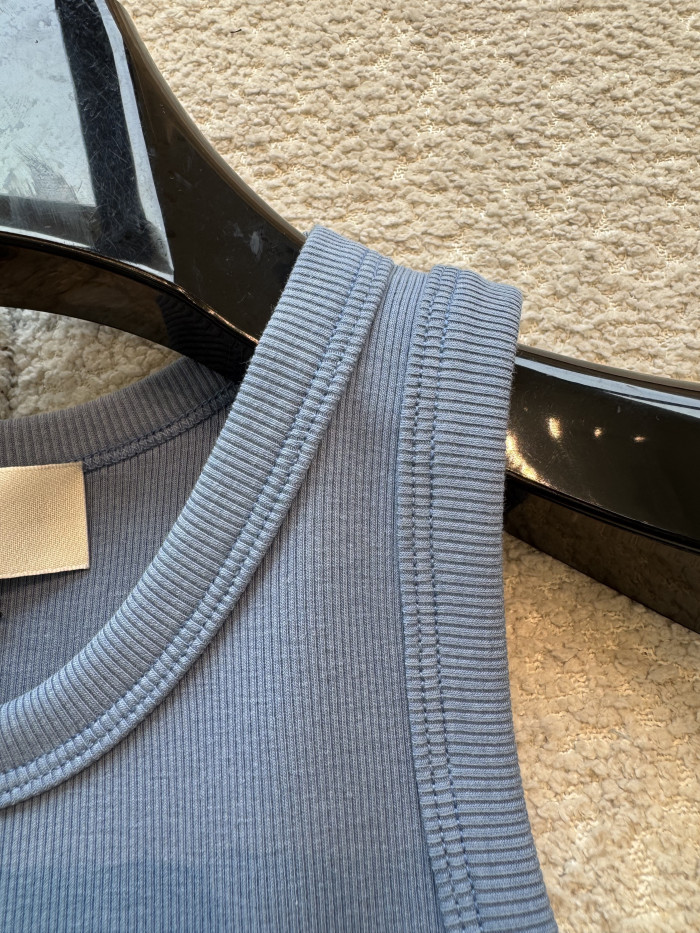 CELINE TRIOMPHE TANK TOP IN RIBBED COTTON SILK #382960