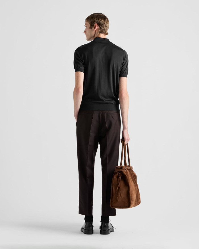 Prada Wool Silk Blend Polo Short Sleeves #382943