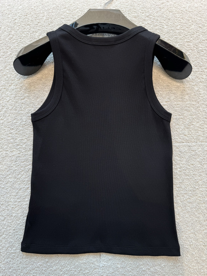 CELINE TRIOMPHE TANK TOP IN RIBBED COTTON SILK #382960