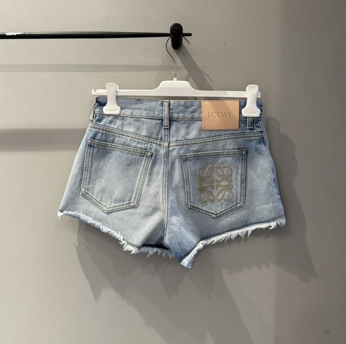 LOEWE  Short Sleeve Shirt in Denim Blue White and Shorts #382352