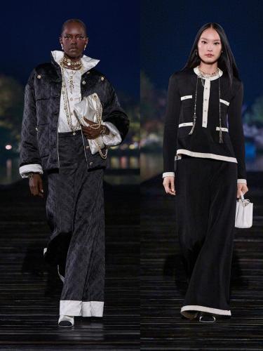 Chanel Black and White Contrast Knitted Top and Trousers #382958
