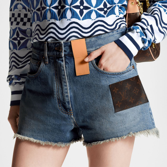 Louis Vuitton Frayed Hem Denim Mini Shorts #383035