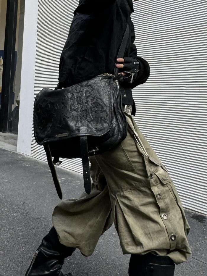 Chrome Hearts Vintage Cross Leather Messenger Bag #383001