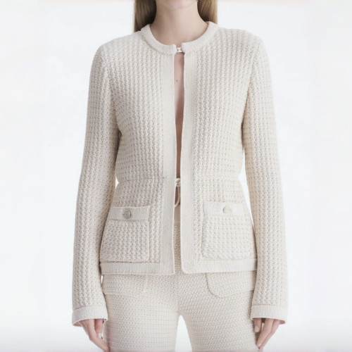 Chanel White Knitted Cardigan #383046
