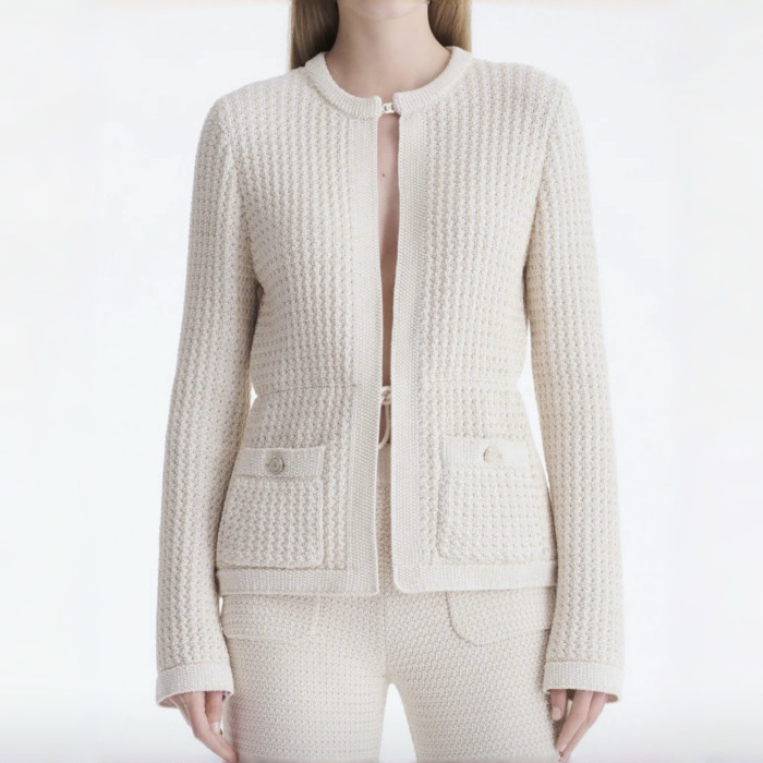 Chanel White Knitted Cardigan #383046