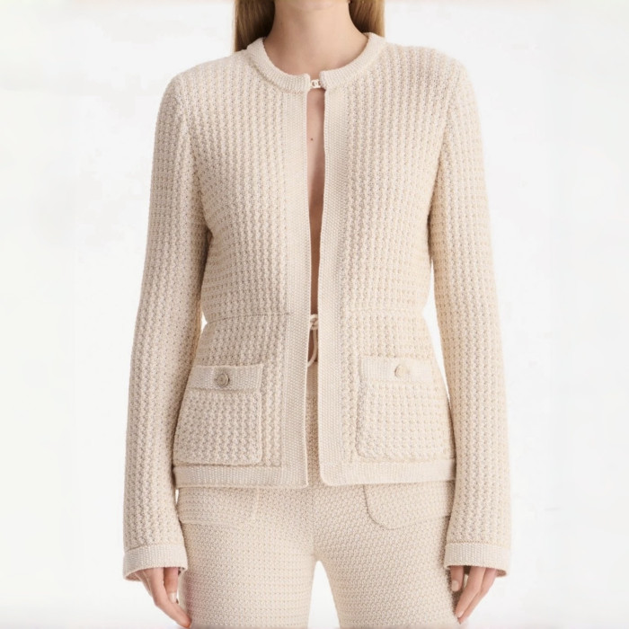 Chanel White Knitted Cardigan #383046