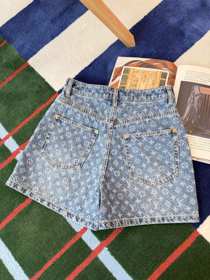 LOUIS VUITTON Monogram Denim Shorts #383034