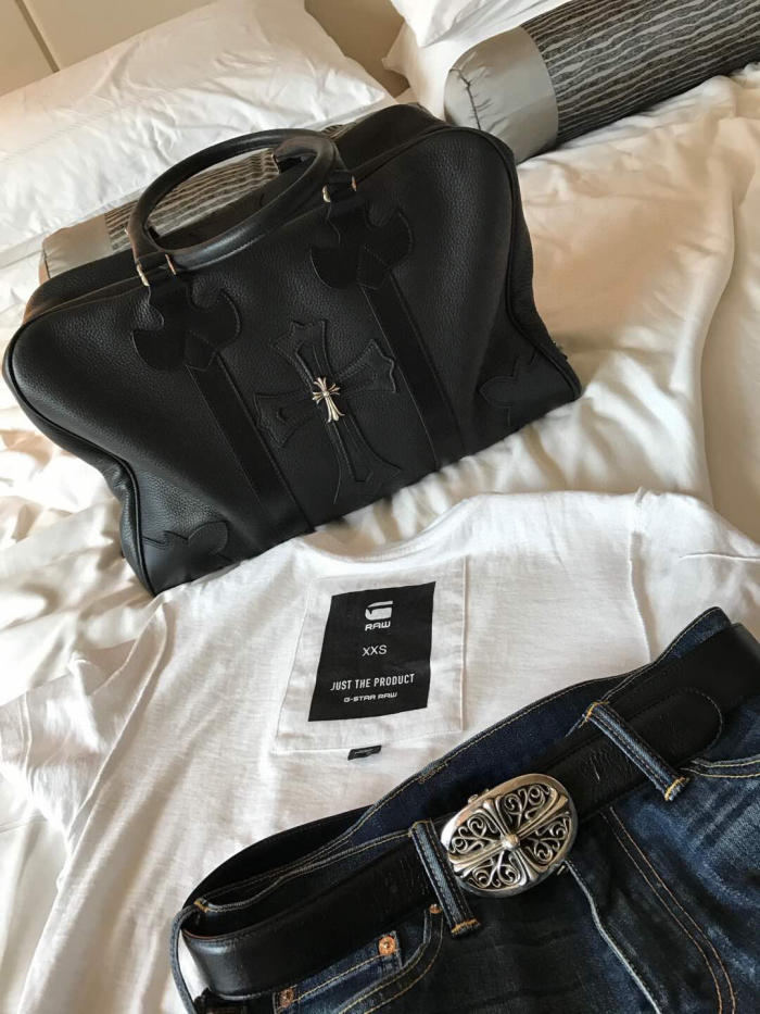 Chrome Hearts Cross-embellished Pebbled Leather Tote Bag #383000