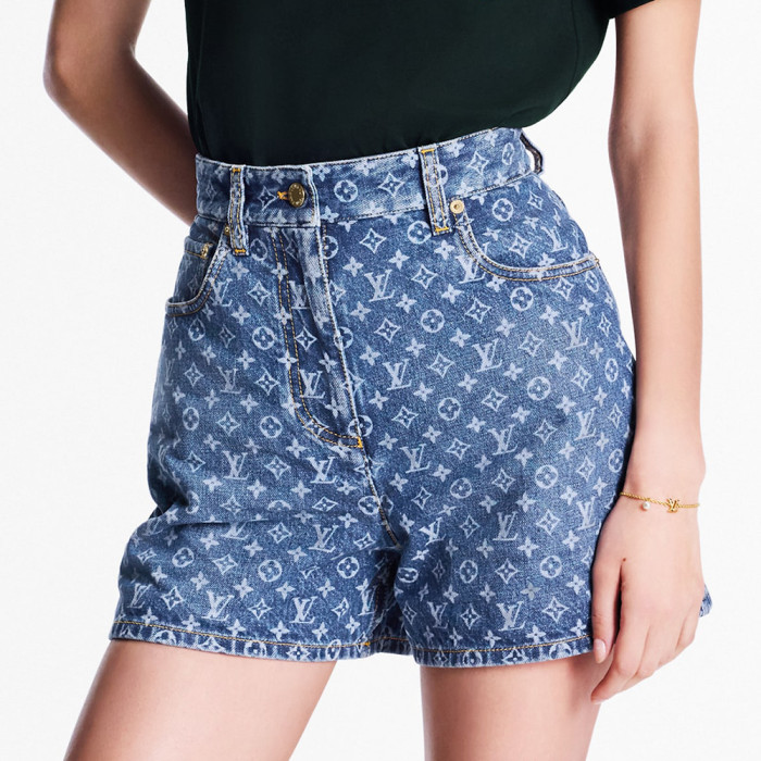 LOUIS VUITTON Monogram Denim Shorts #383034