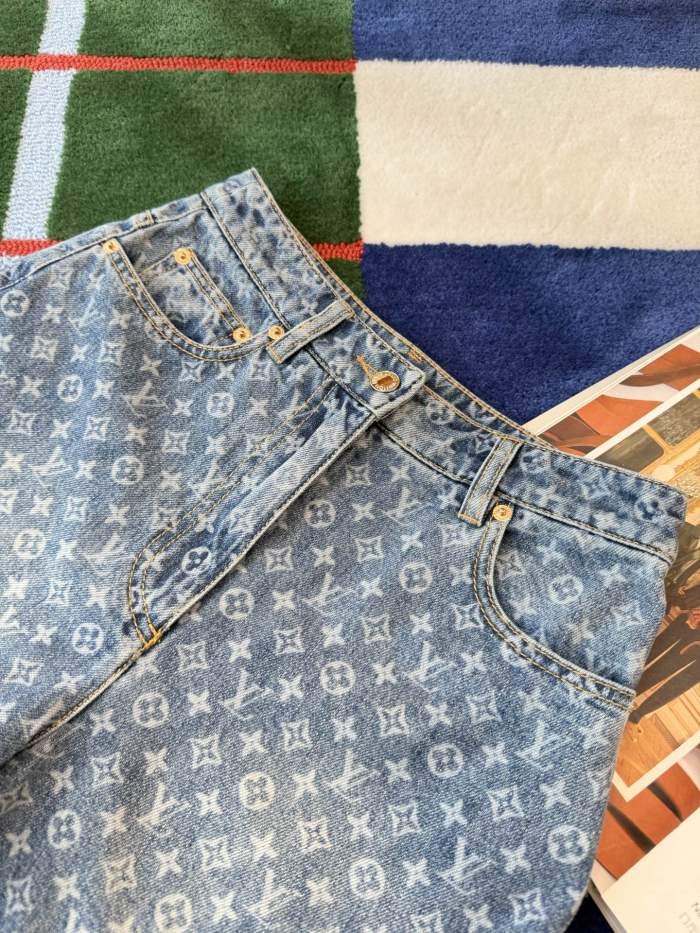 LOUIS VUITTON Monogram Denim Shorts #383034